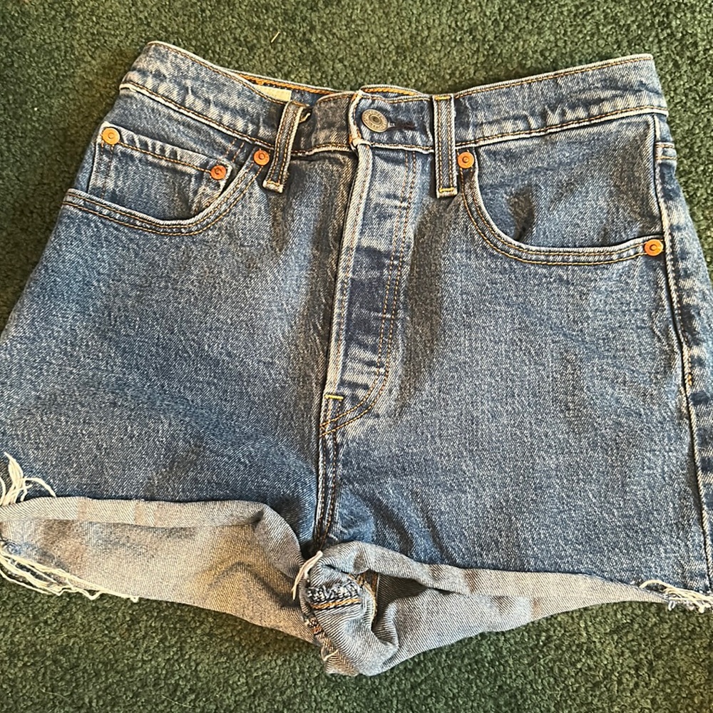 Classic High-Rise Blue Denim Shorts